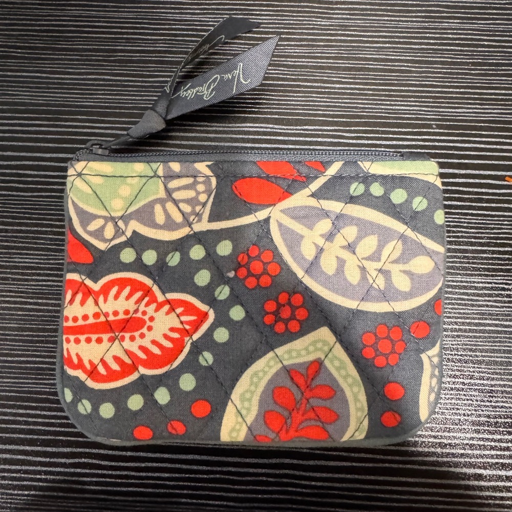 Vera Bradley Floral Quilted Wristlet - Gray and Red